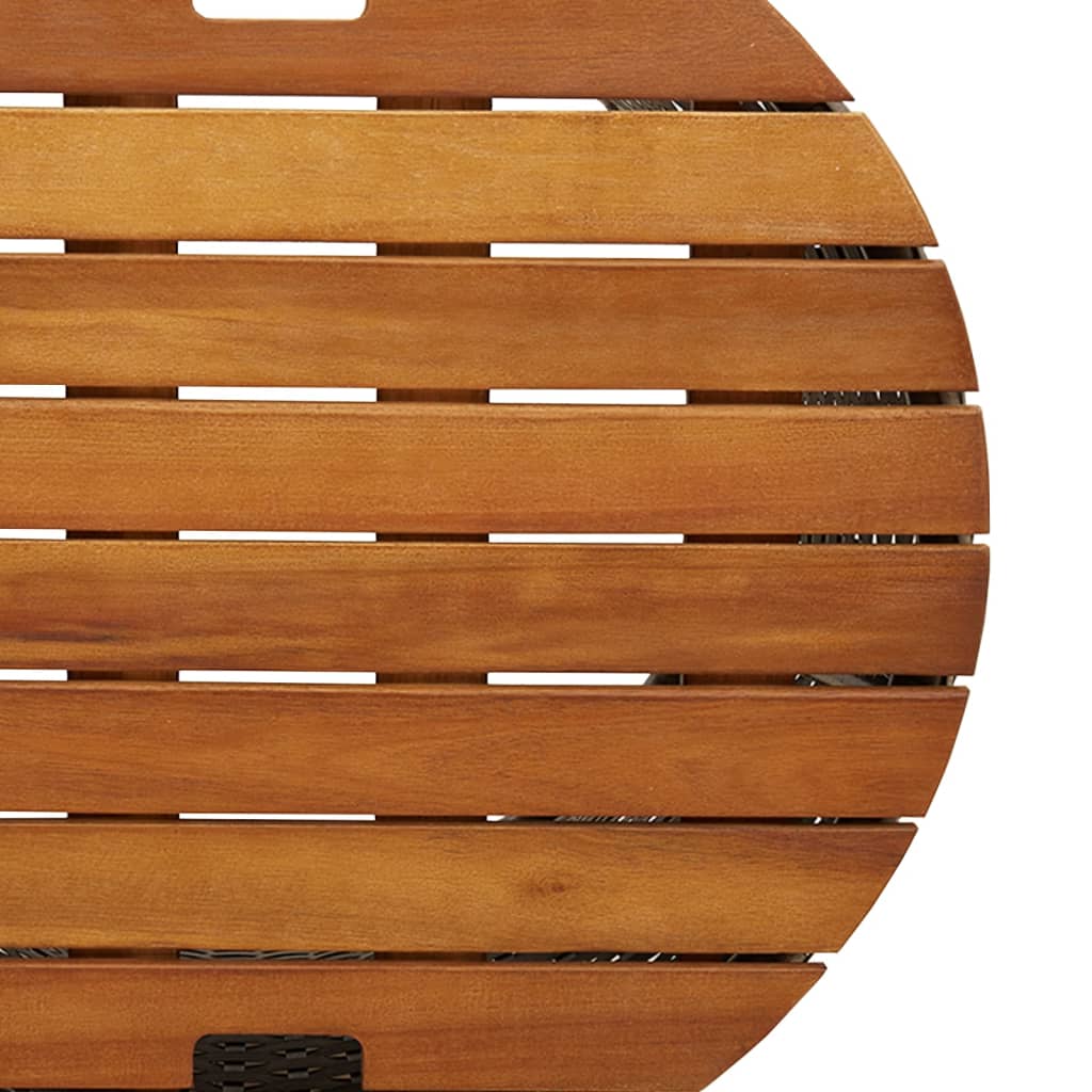 Utendørs Sidebord Med Treplate 2 Stk Svart Polyrotting