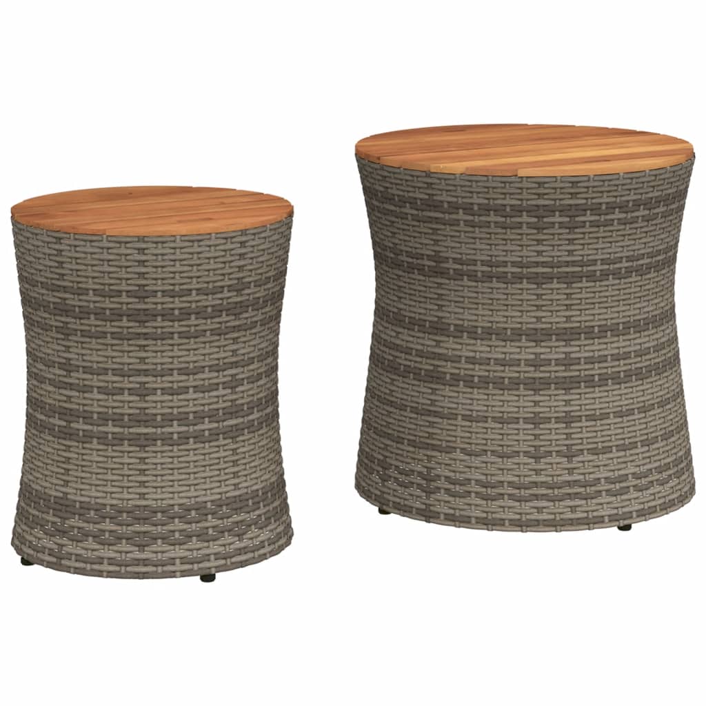 Utendørs Sidebord Med Treplate 2 Stk Grå Polyrotting