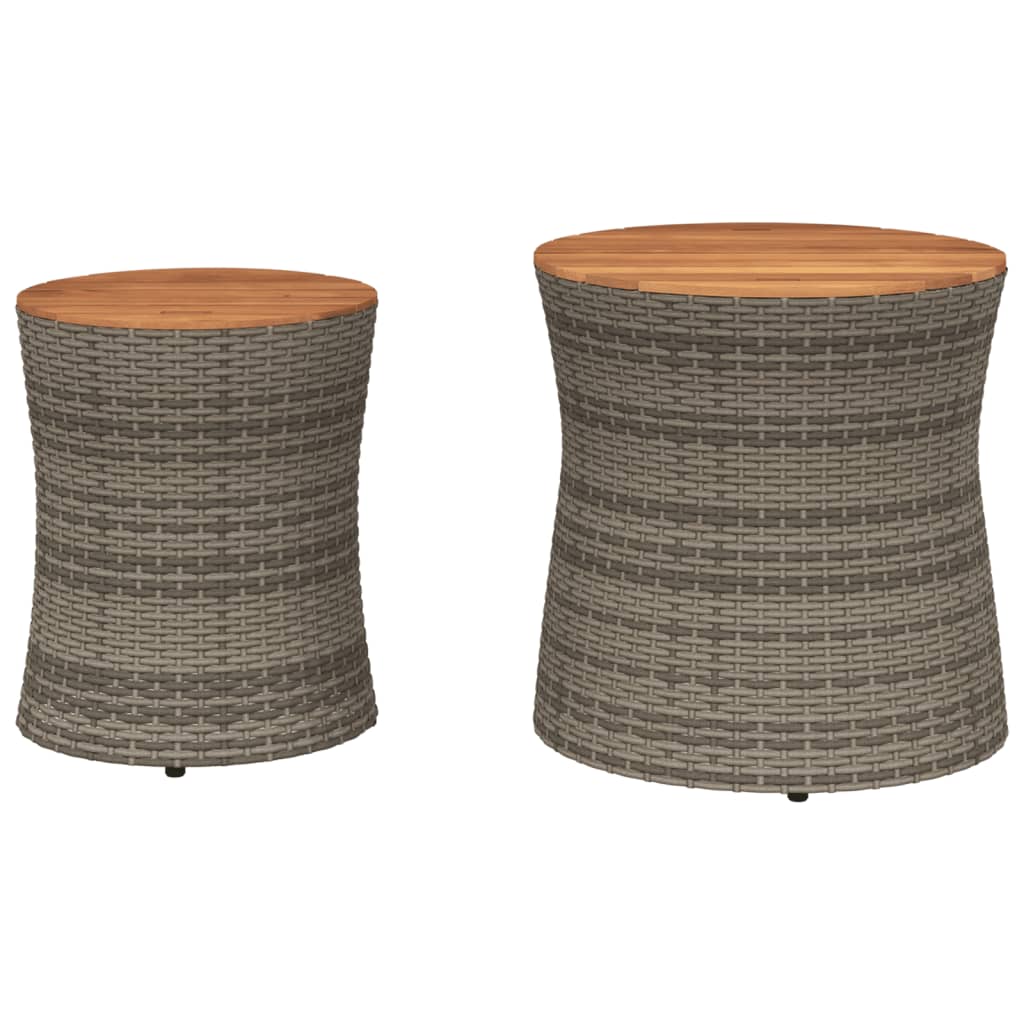 Utendørs Sidebord Med Treplate 2 Stk Grå Polyrotting