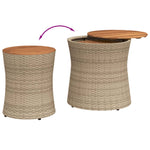 Utendørs Sidebord Med Treplate 2 Stk Beige Polyrotting