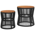Utendørs Sidebord Med Treplate 2 Stk Svart Polyrotting