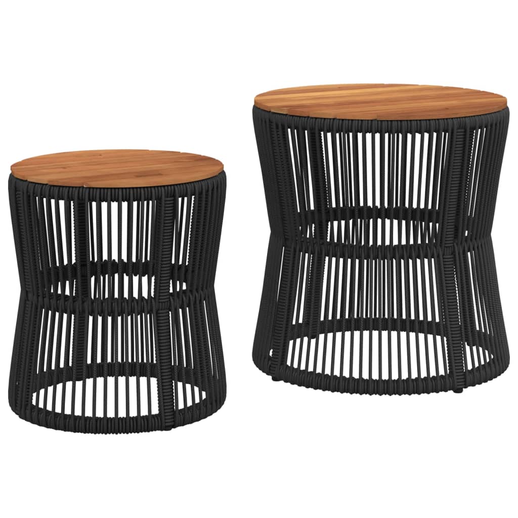 Utendørs Sidebord Med Treplate 2 Stk Svart Polyrotting