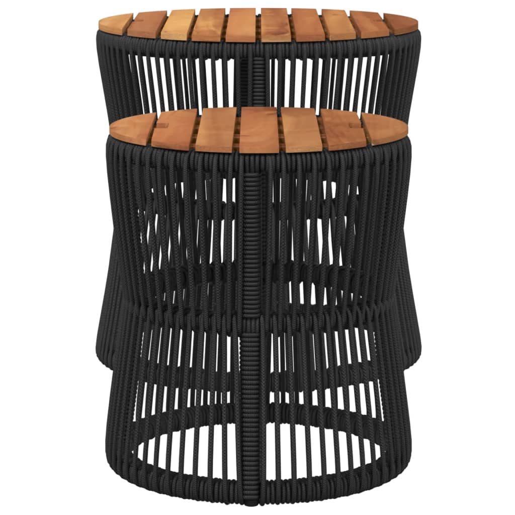 Utendørs Sidebord Med Treplate 2 Stk Svart Polyrotting