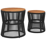 Utendørs Sidebord Med Treplate 2 Stk Svart Polyrotting