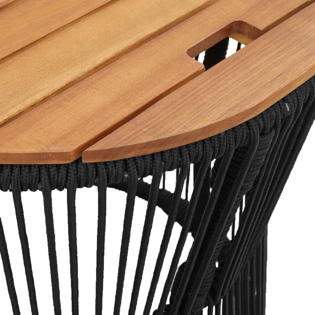 Utendørs Sidebord Med Treplate 2 Stk Svart Polyrotting
