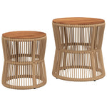 Utendørs Sidebord Med Treplate 2 Stk Beige Polyrotting