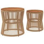 Utendørs Sidebord Med Treplate 2 Stk Beige Polyrotting