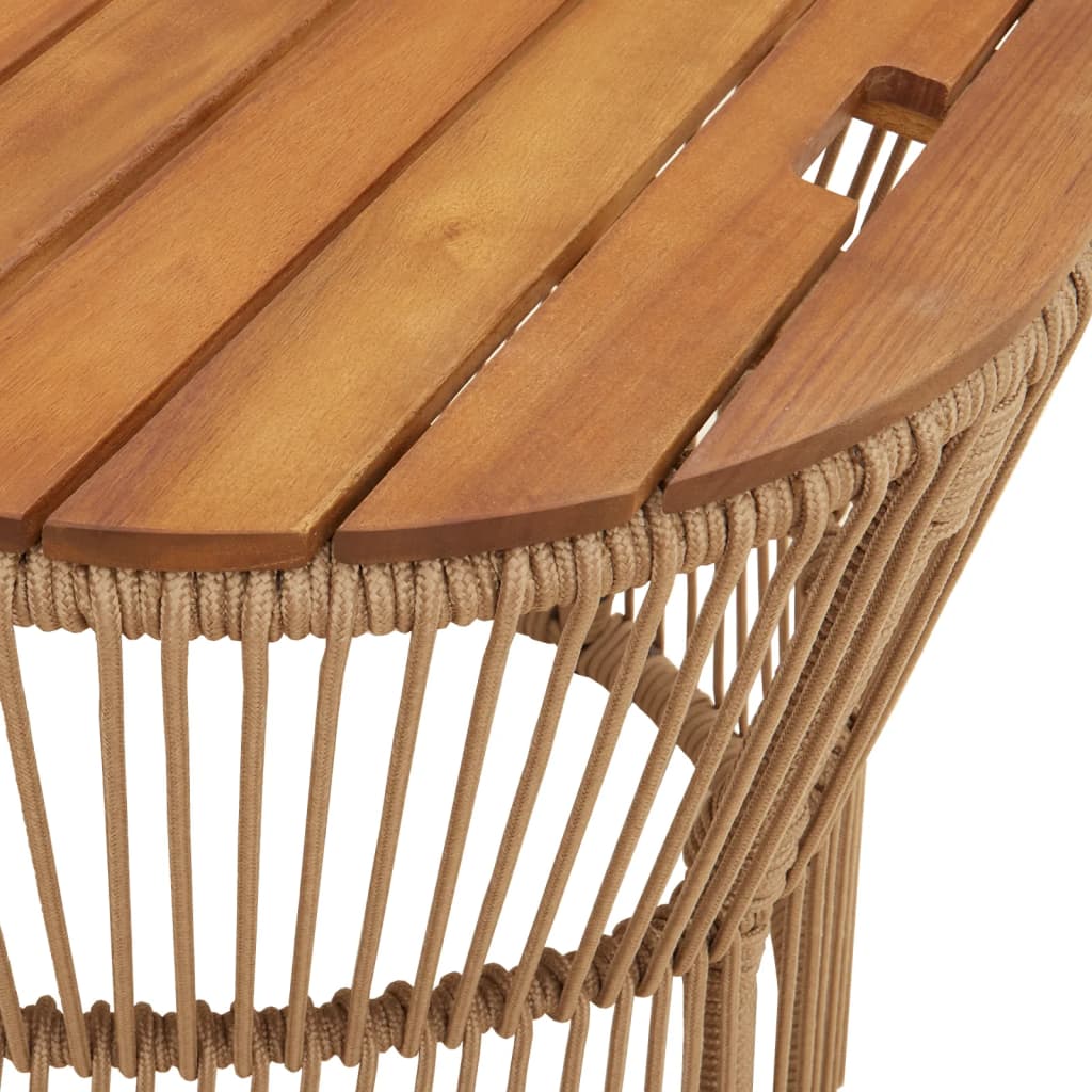Utendørs Sidebord Med Treplate 2 Stk Beige Polyrotting
