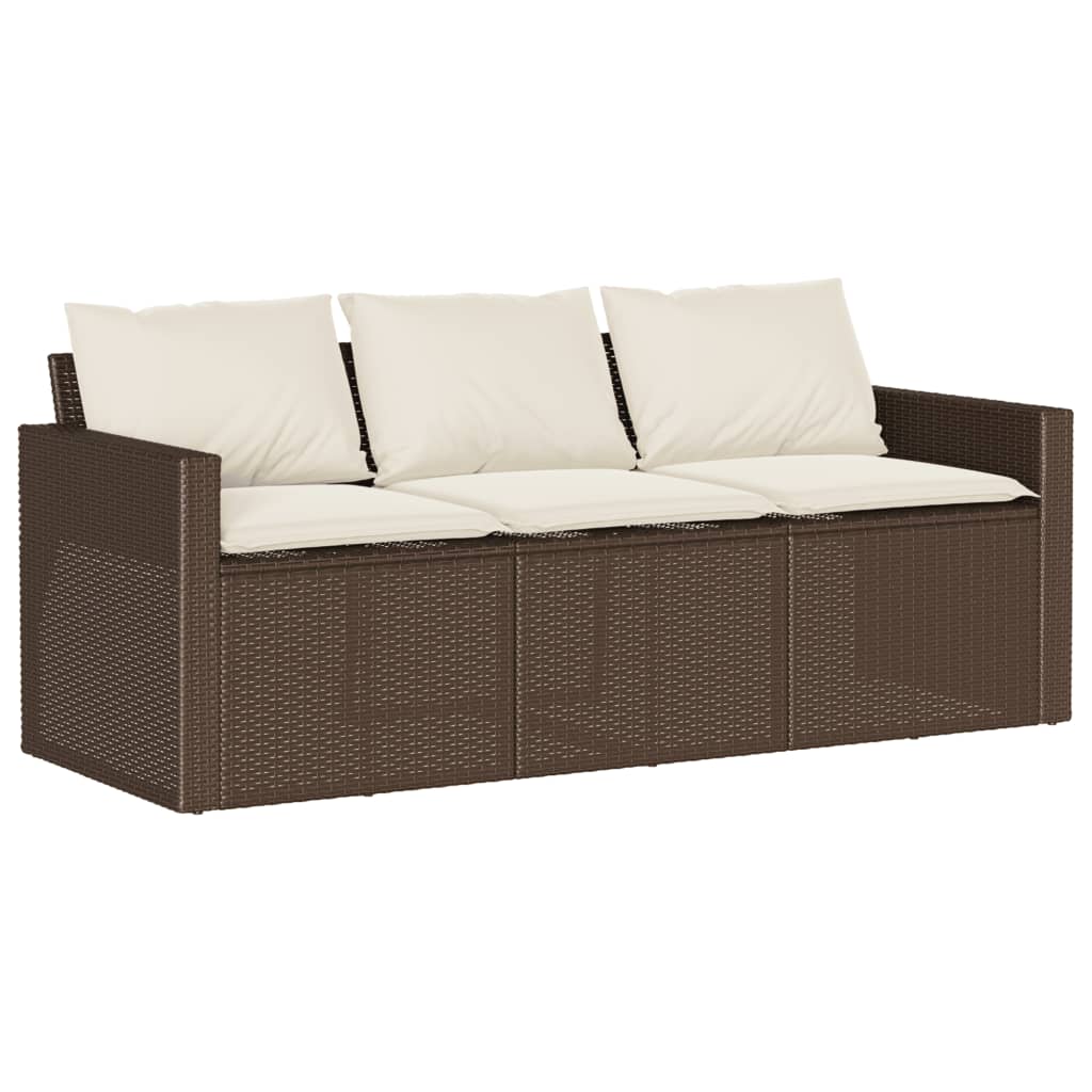 Hagesofa Med Puter 3-Seters Brun Polyrotting