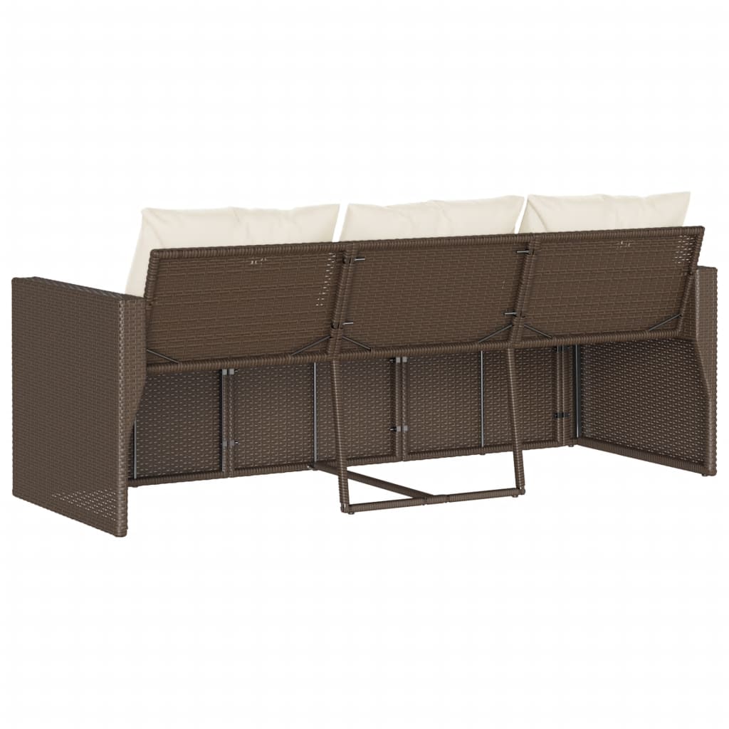 Hagesofa Med Puter 3-Seters Brun Polyrotting