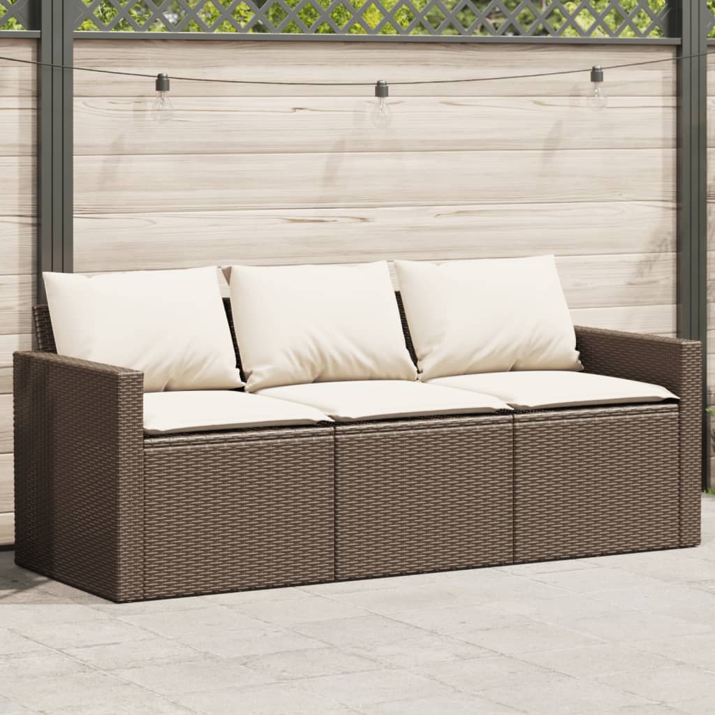 Hagesofa Med Puter 3-Seters Brun Polyrotting