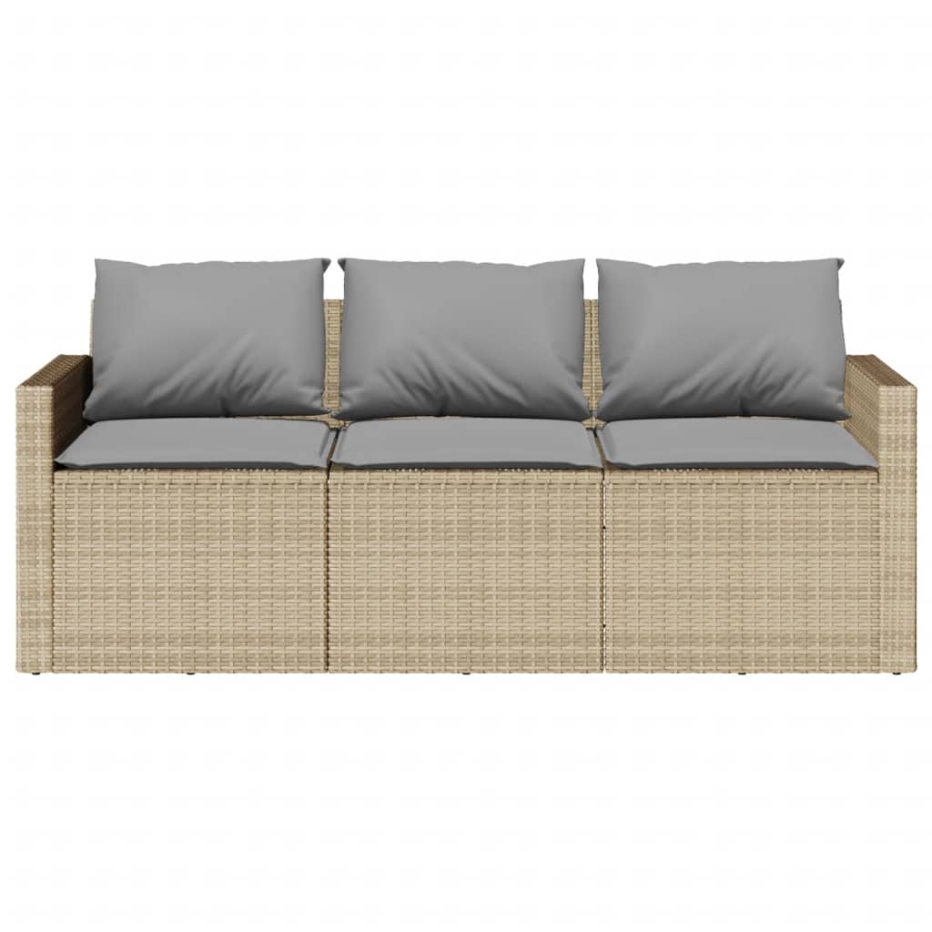 Hagesofa Med Puter 3-Seters Beige Polyrotting