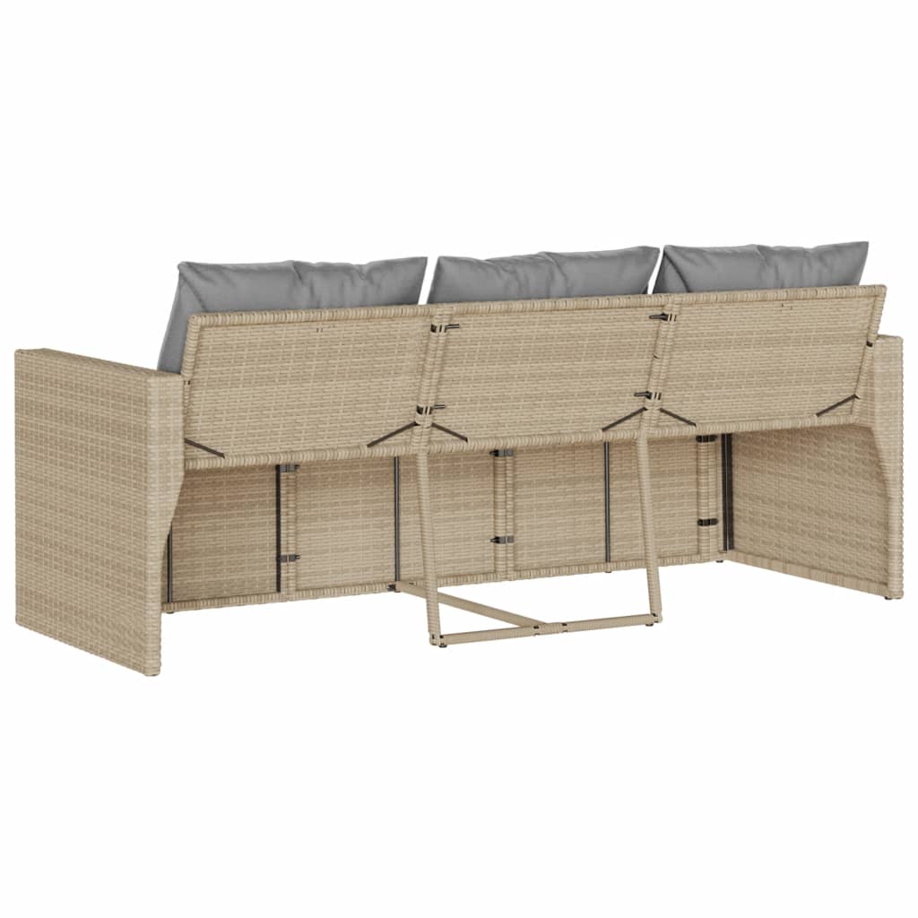 Hagesofa Med Puter 3-Seters Beige Polyrotting
