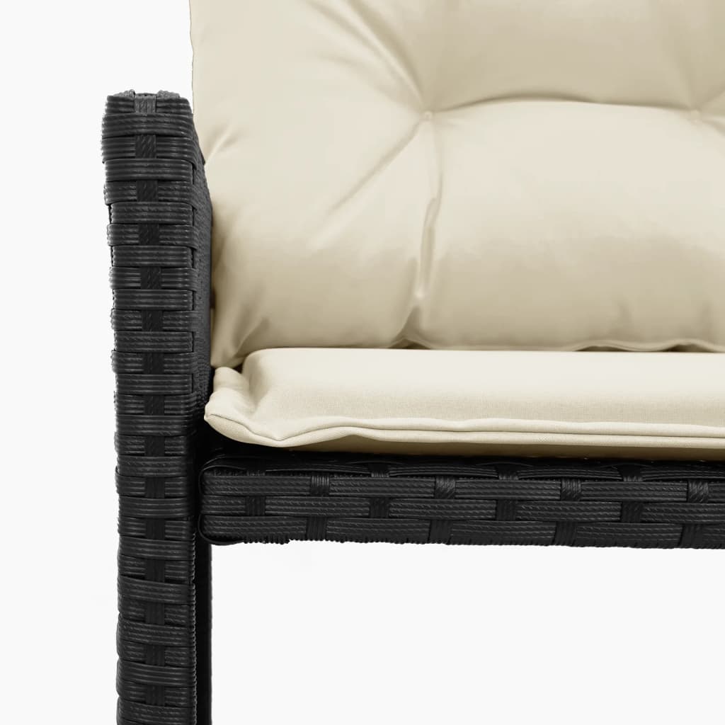 Hagesofa Med Bord Og Puter L-Formet Svart Polyrotting