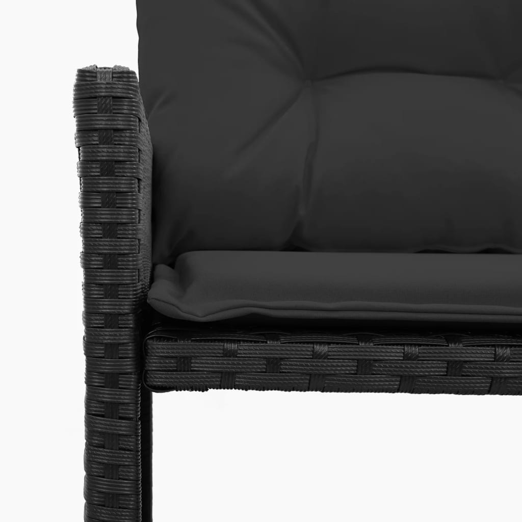 Hagesofa Med Bord Og Puter L-Formet Svart Polyrotting