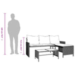 Hagesofa Med Bord Og Puter L-Formet Blandet Beige Polyrotting