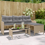 Hagesofa Med Bord Og Puter L-Formet Blandet Beige Polyrotting