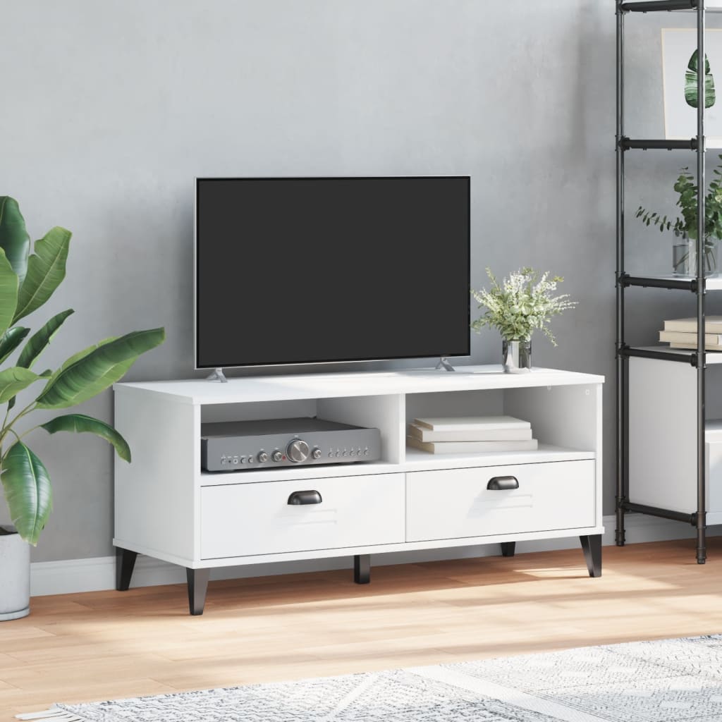 Tv-Benk Viken Hvit Konstruert Tre