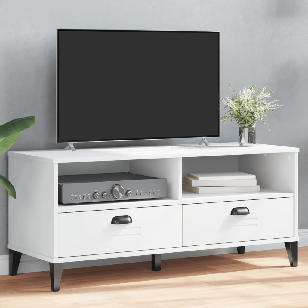 Tv-Benk Viken Hvit Konstruert Tre
