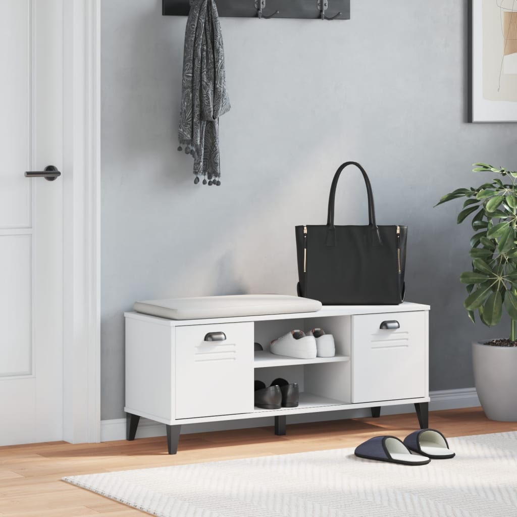 Skobenk Viken Hvit 106X35X45 Cm Konstruert Tre