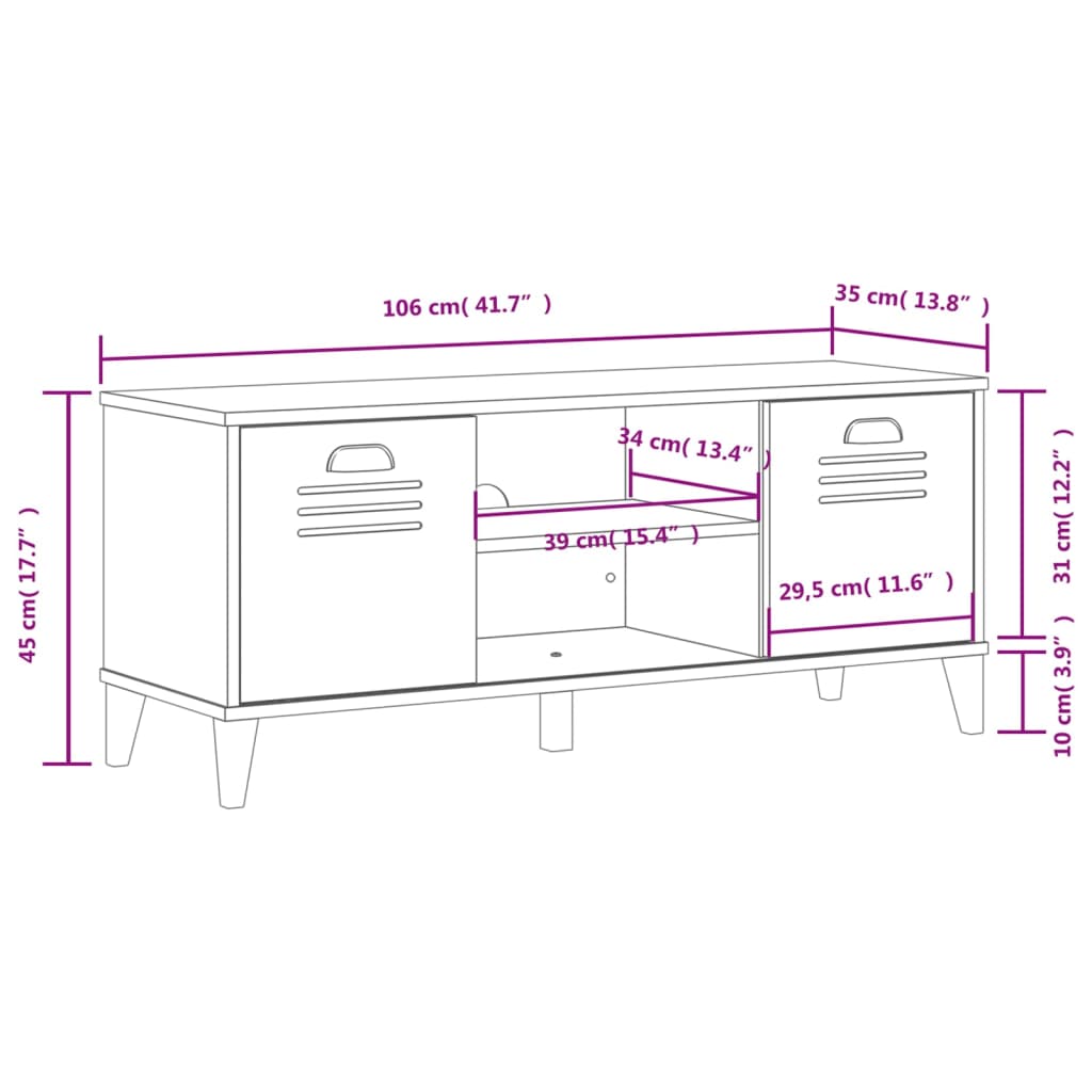 Skobenk Viken Hvit 106X35X45 Cm Konstruert Tre
