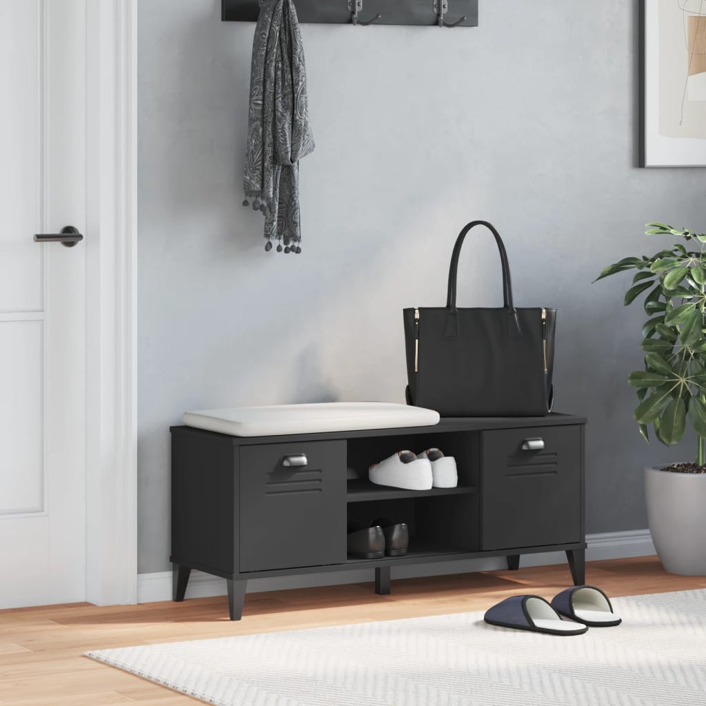 Skobenk Viken Svart 106X35X45 Cm Konstruert Tre