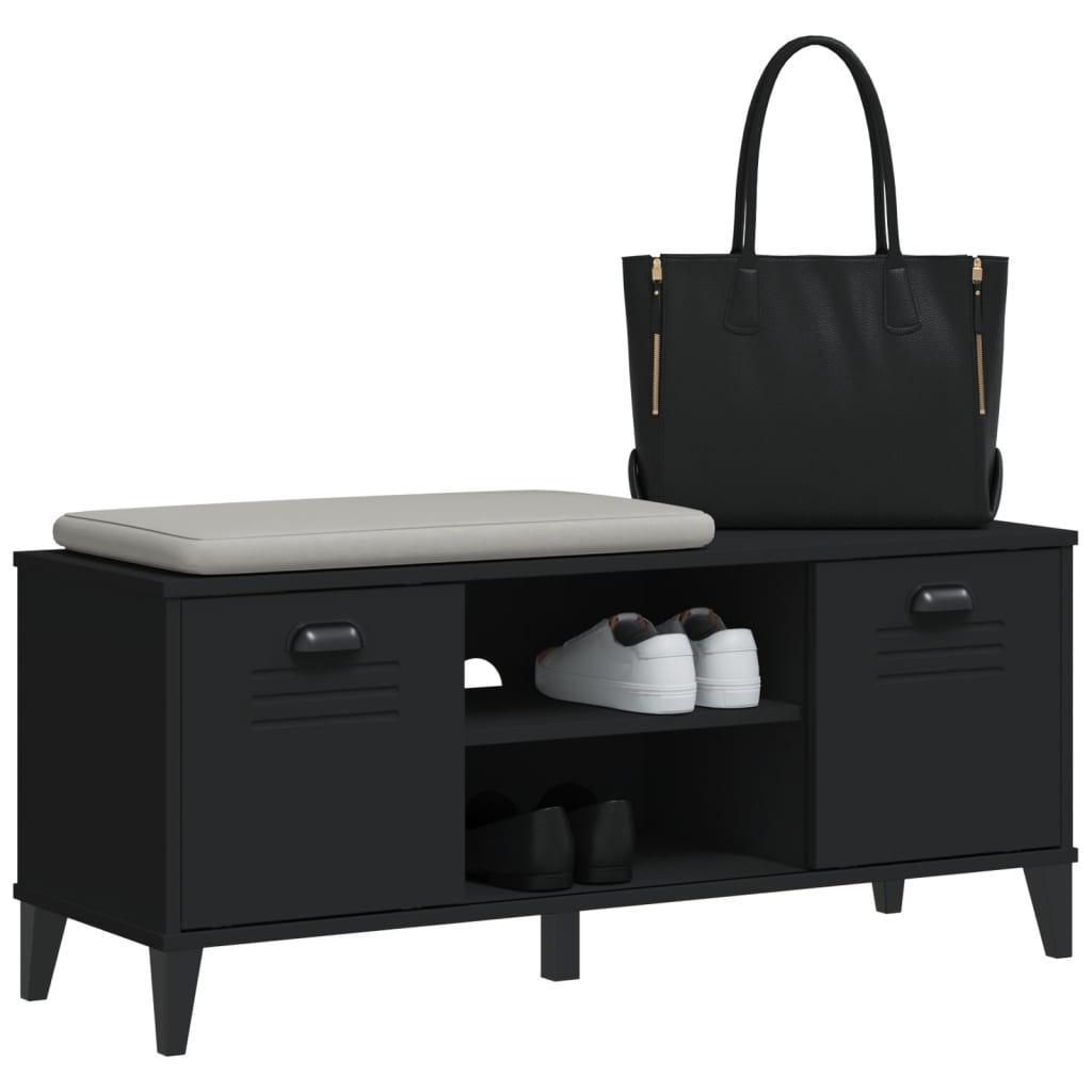 Skobenk Viken Svart 106X35X45 Cm Konstruert Tre