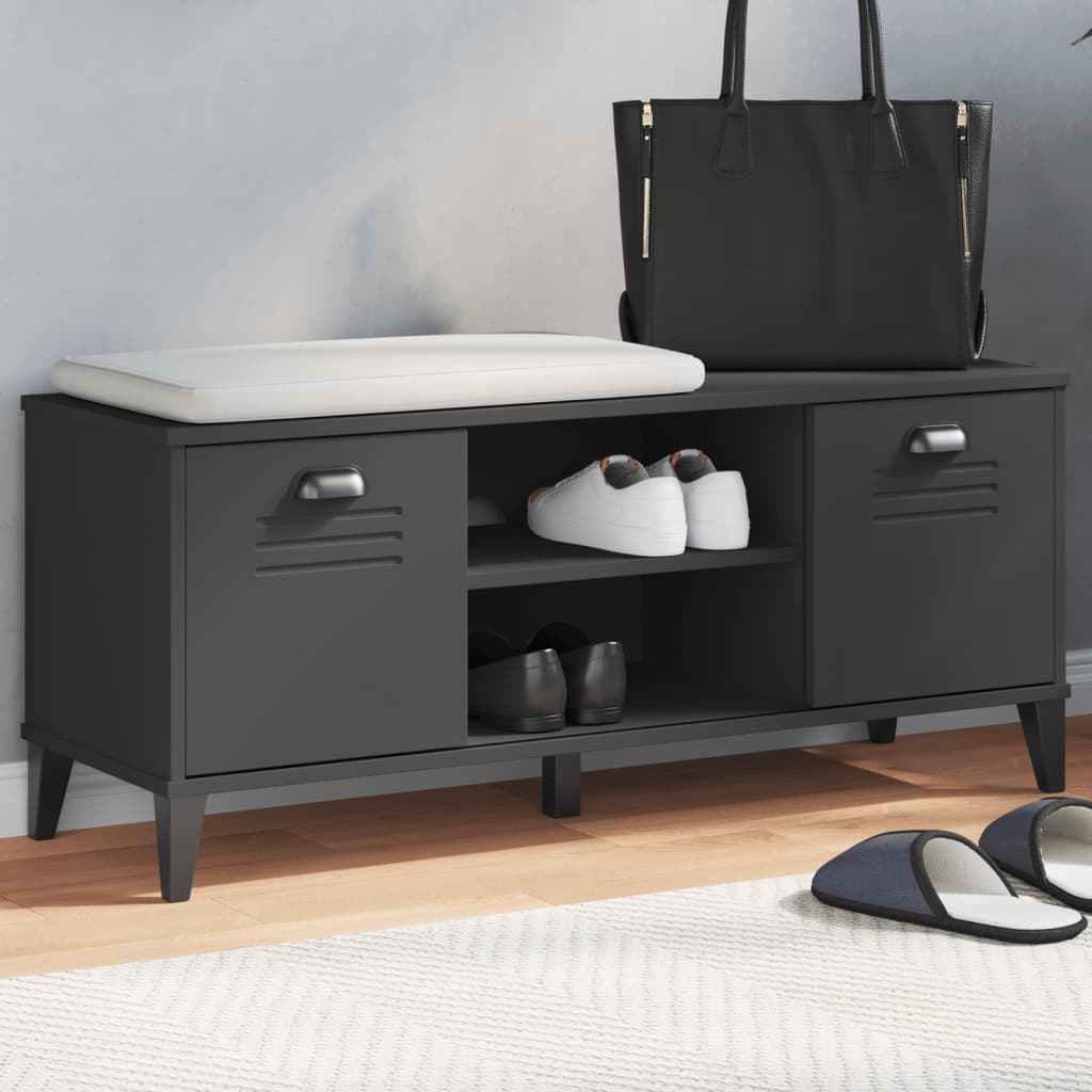 Skobenk Viken Svart 106X35X45 Cm Konstruert Tre