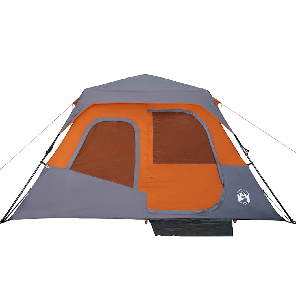 Campingtelt 6 Personer Grå Og Oransje Hurtigutløser Vanntett
