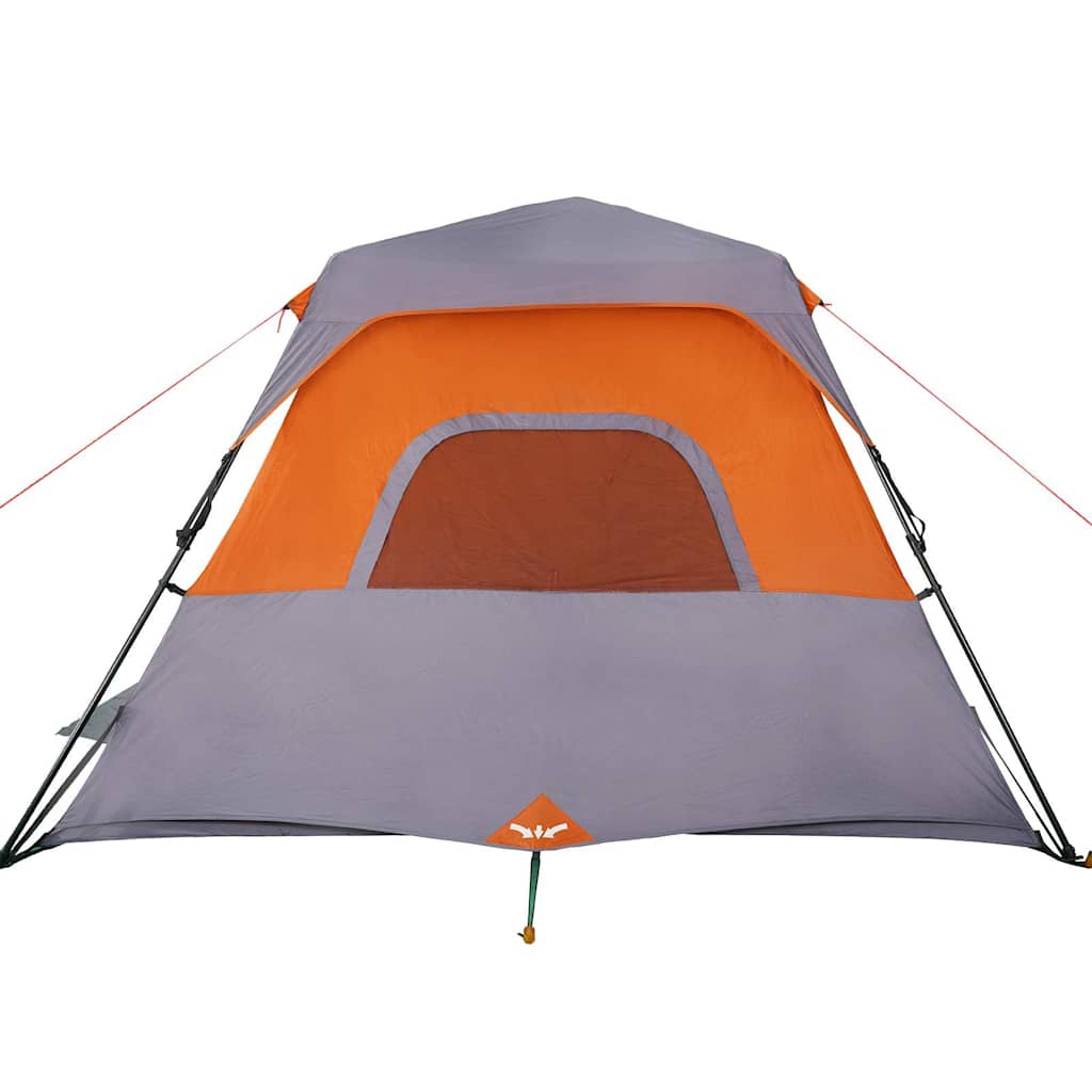 Campingtelt 6 Personer Grå Og Oransje Hurtigutløser Vanntett