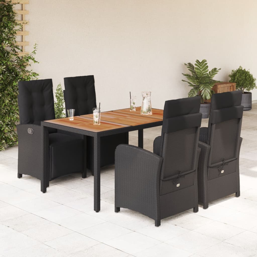 Hagespisegruppe Med Puter 5 Deler Svart Polyrotting