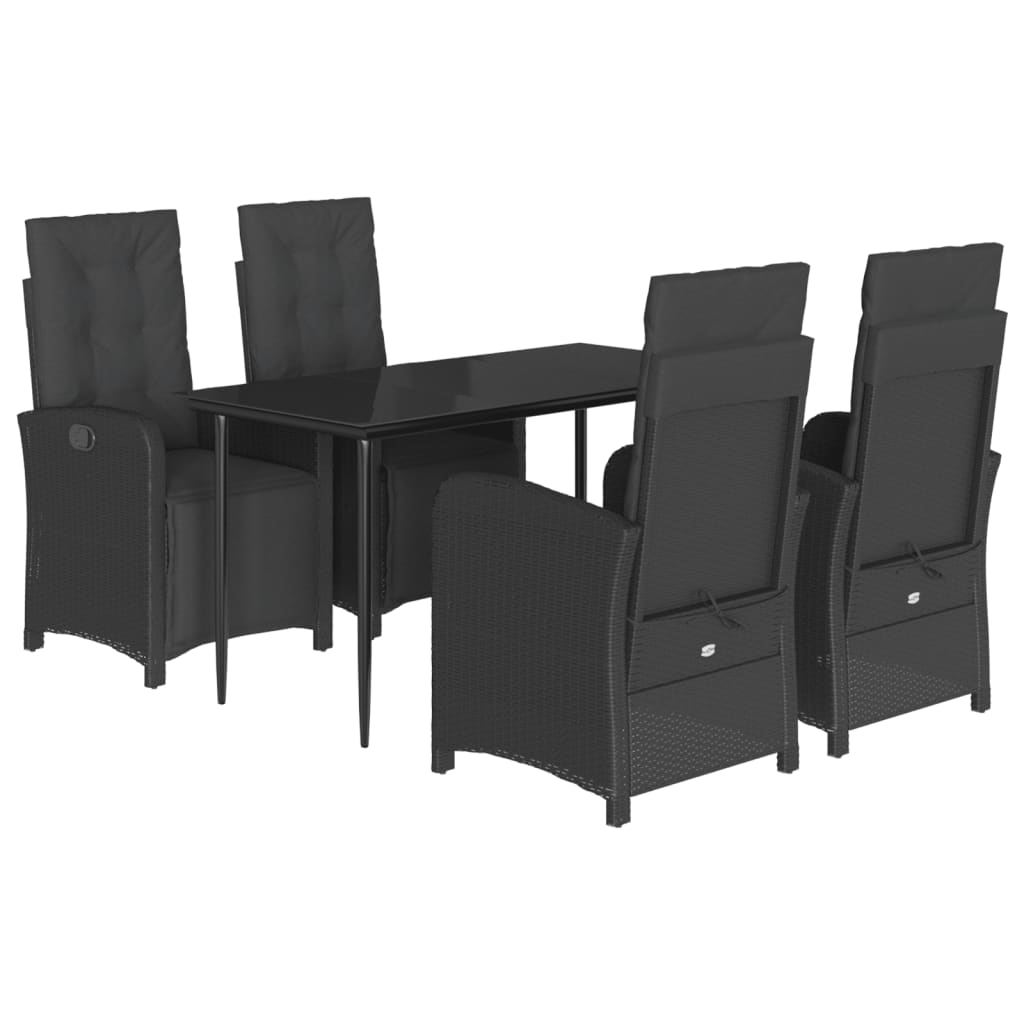Hagespisegruppe Med Puter 5 Deler Svart Polyrotting