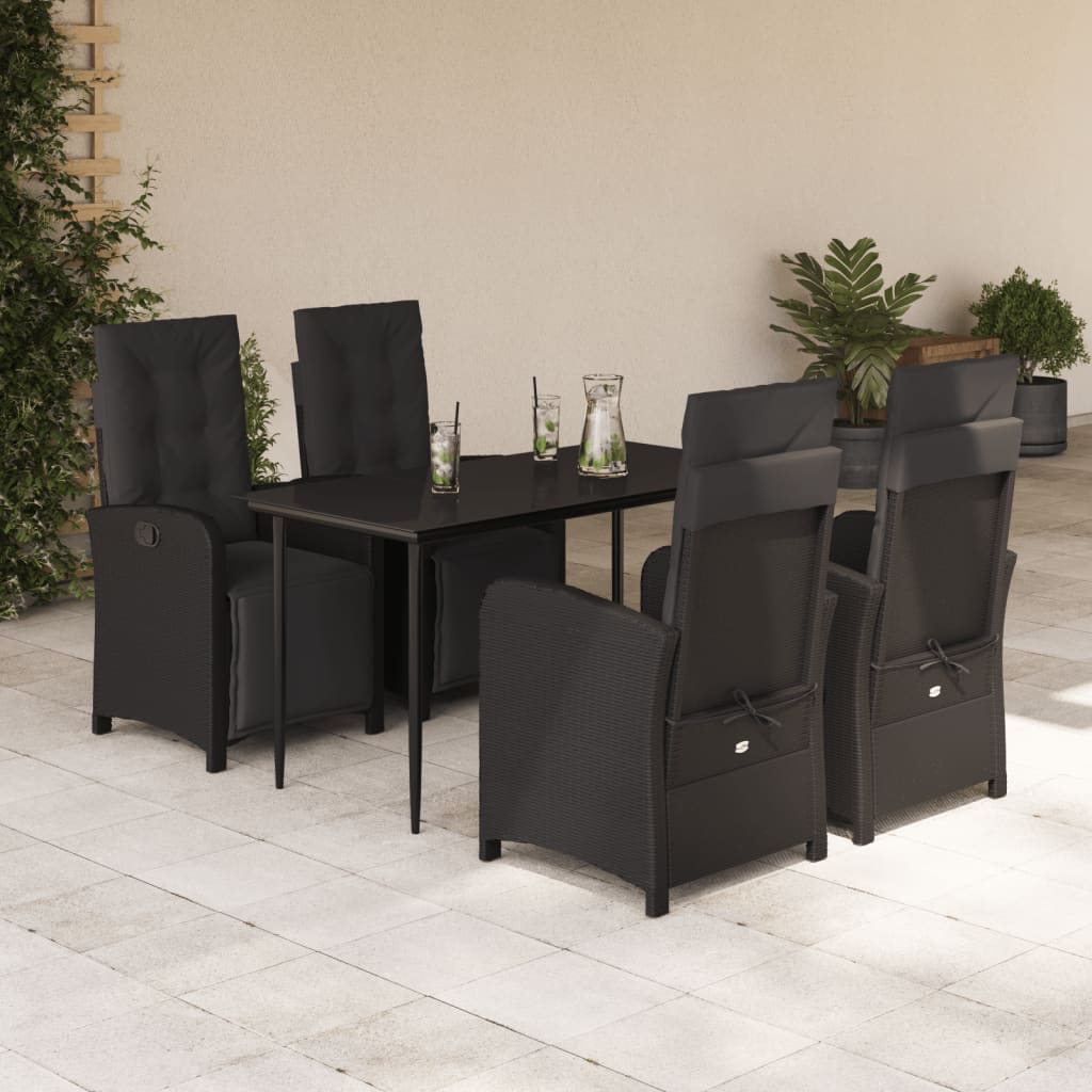 Hagespisegruppe Med Puter 5 Deler Svart Polyrotting