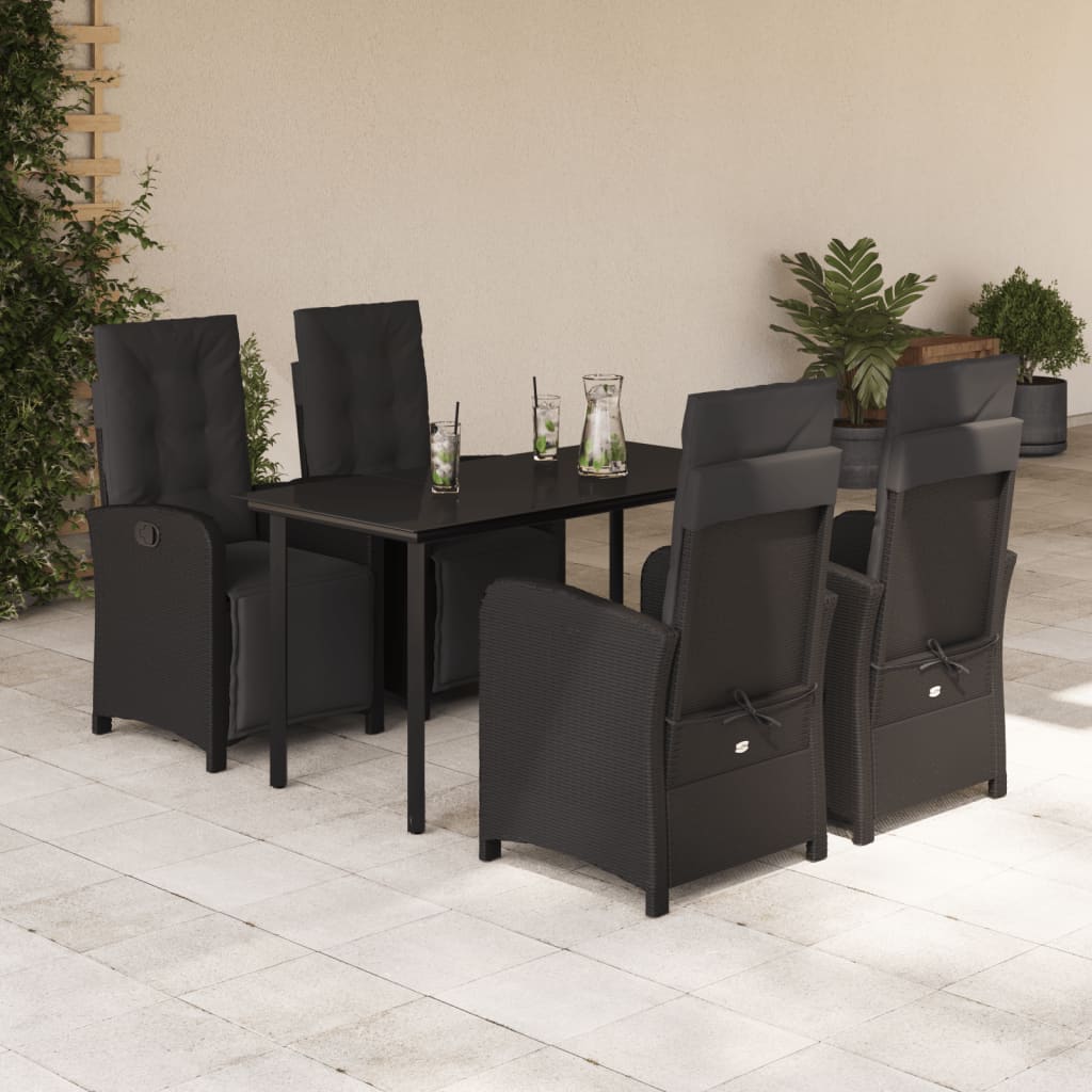 Hagespisegruppe Med Puter 5 Deler Svart Polyrotting