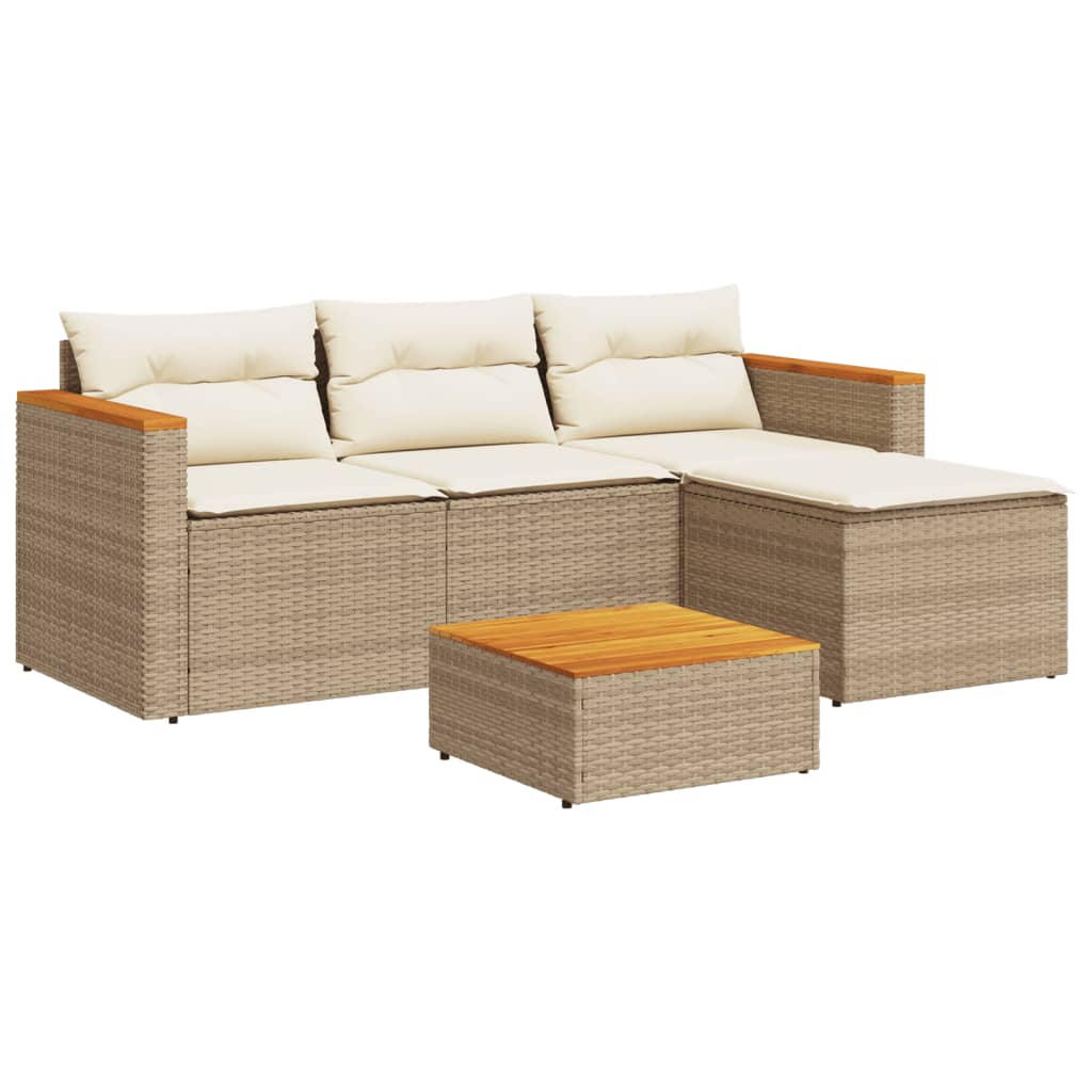 Hagesofaer Med Puter 5 Deler Beige Polyrotting Akasie