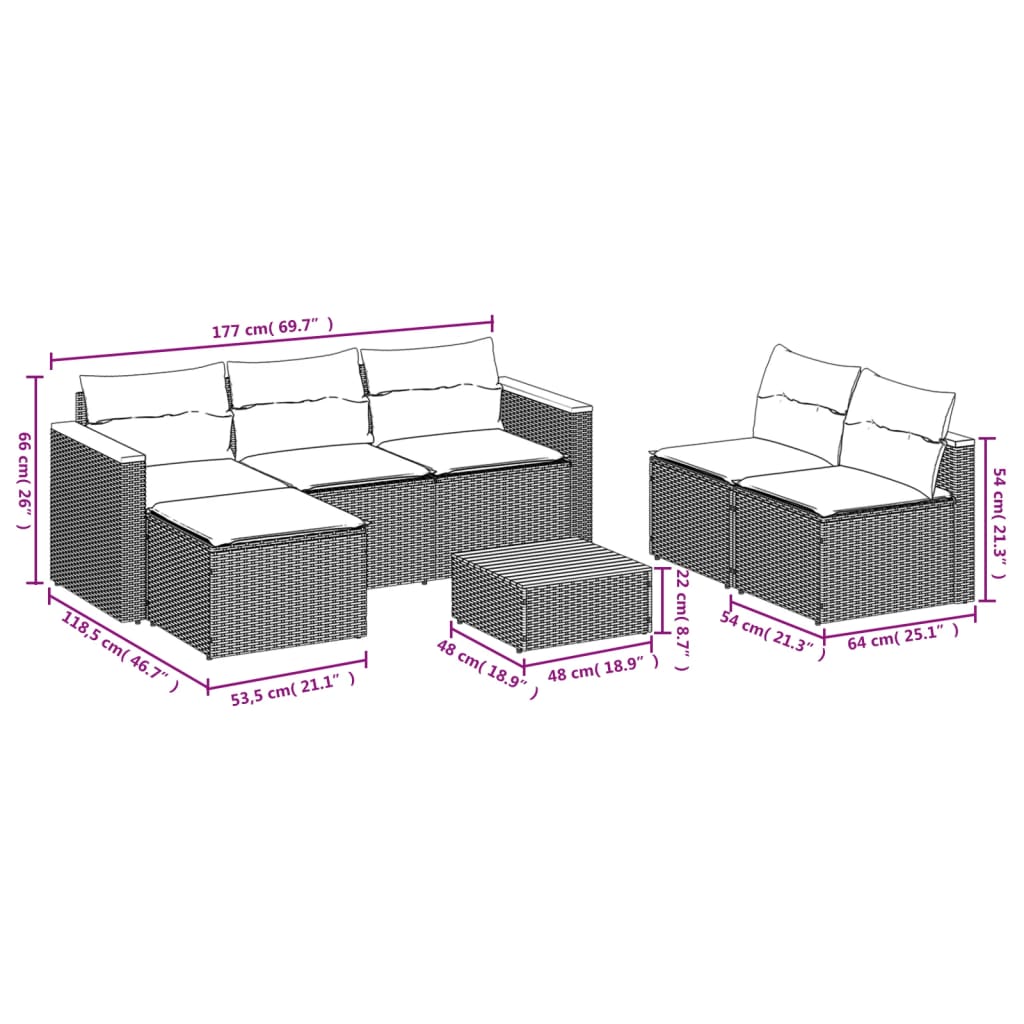 Hagesofaer Med Puter 5 Deler Beige Polyrotting Akasie