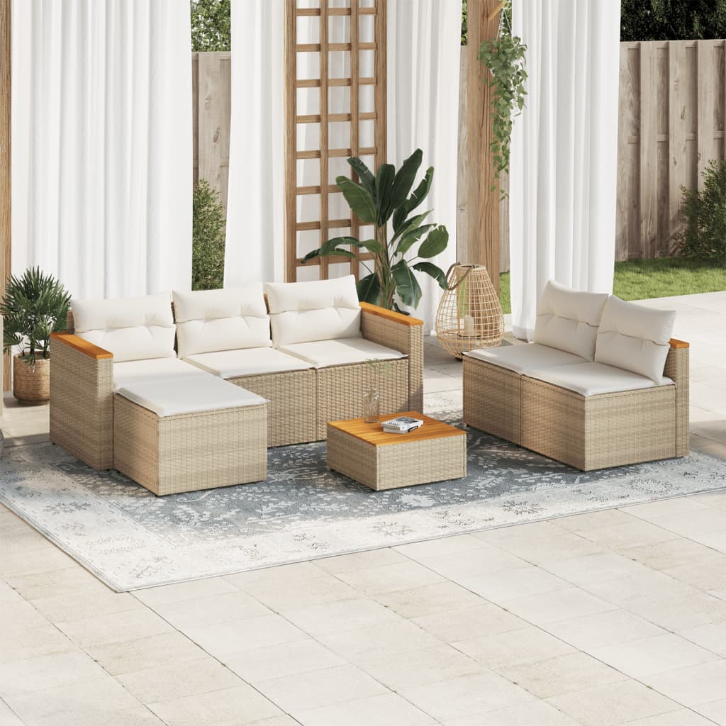 Hagesofaer Med Puter 5 Deler Beige Polyrotting Akasie