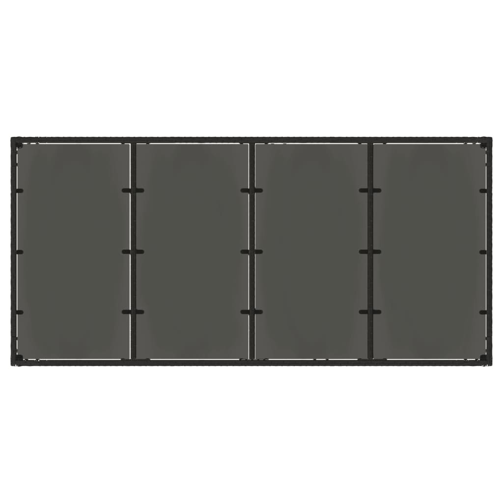 Hagebord Med Glassplate Svart 190X90X75 Cm Polyrotting