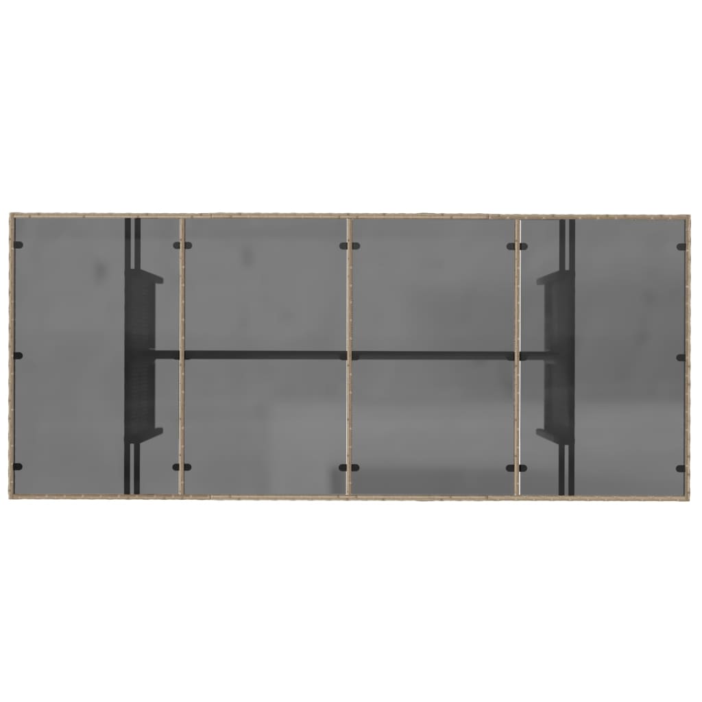 Hagebord Med Glassplate Beige 190X80X75 Cm Polyrotting