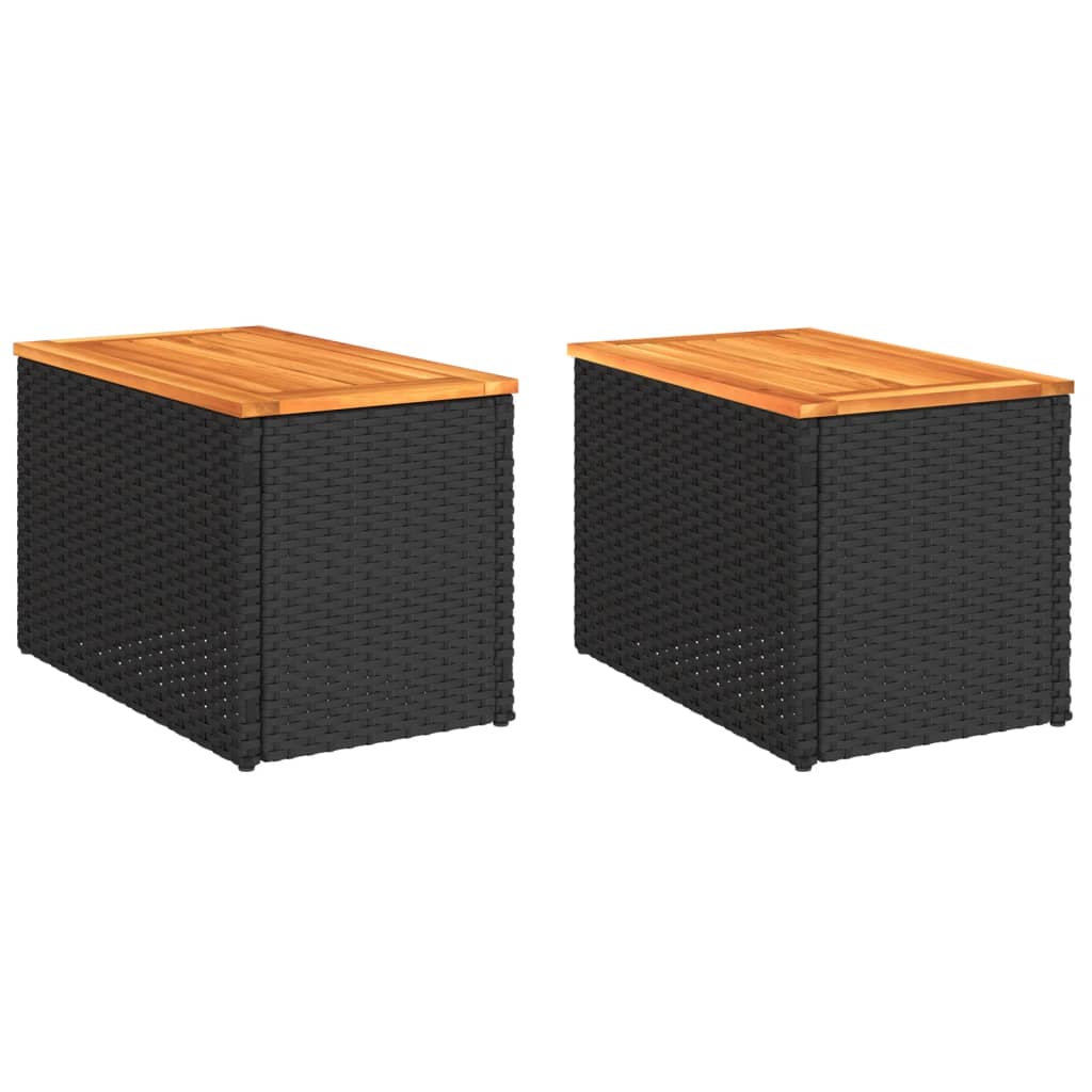 Hagebord 2 Stk Svart 55X34X37 Cm Polyrotting Heltre