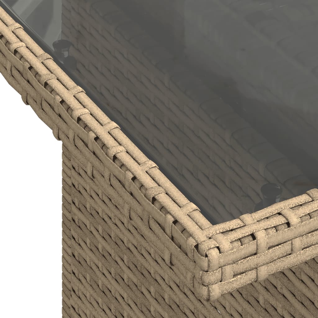 Hagebord Med Glassplate Beige 100X55X73 Cm Polyrotting
