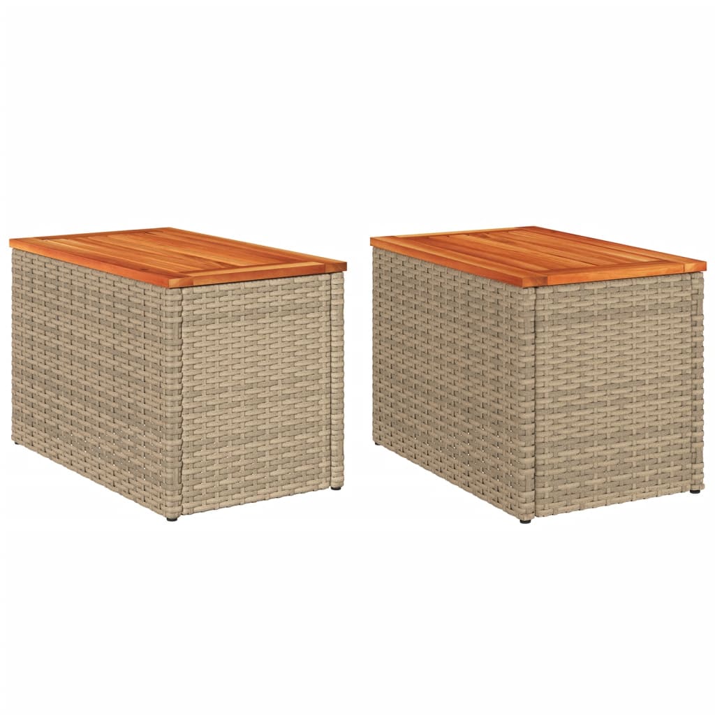 Hagebord 2 Stk Beige 55X34X37 Cm Polyrotting Heltre