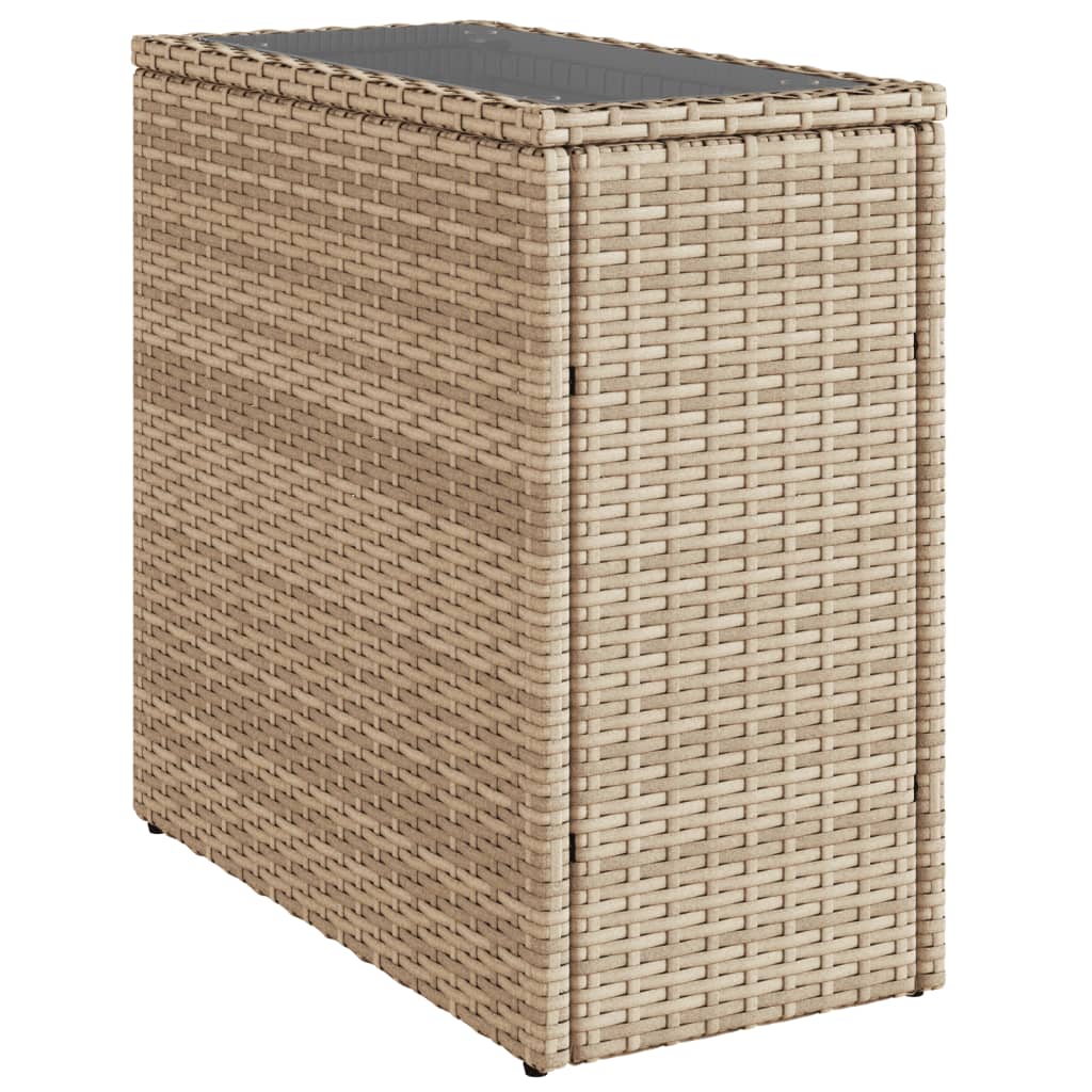Hagebord Med Glassplate Beige 58X27,5X55 Cm Polyrotting