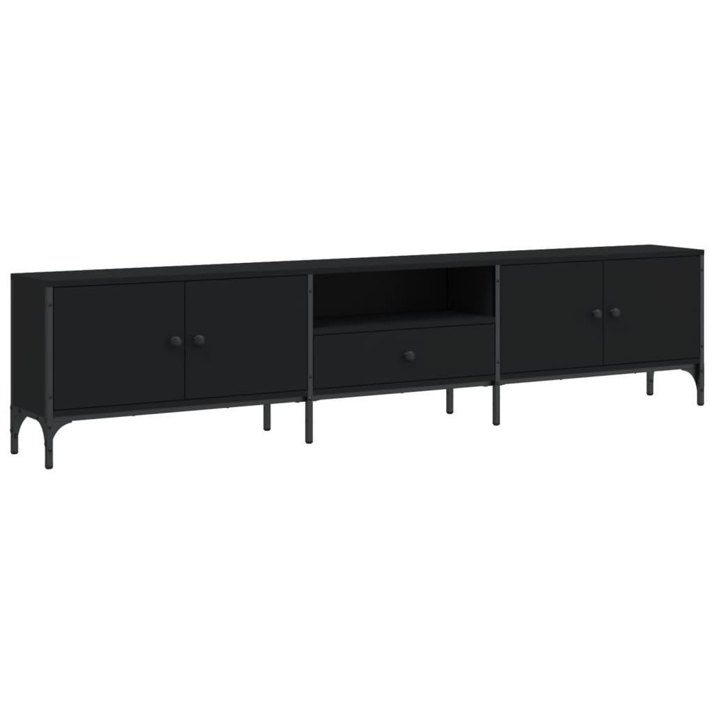 Tv-Benk Med Skuff Svart 200X25X44 Cm Konstruert Tre