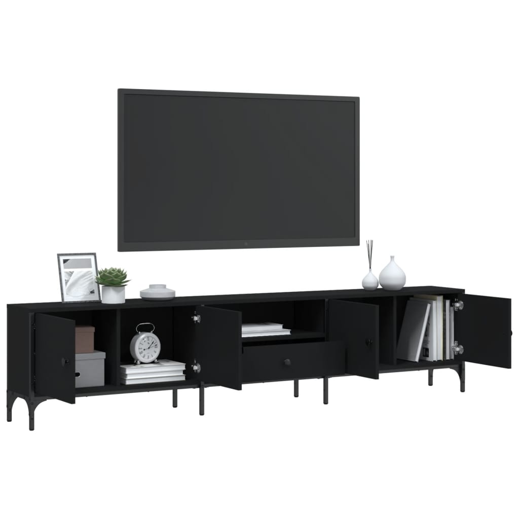 Tv-Benk Med Skuff Svart 200X25X44 Cm Konstruert Tre