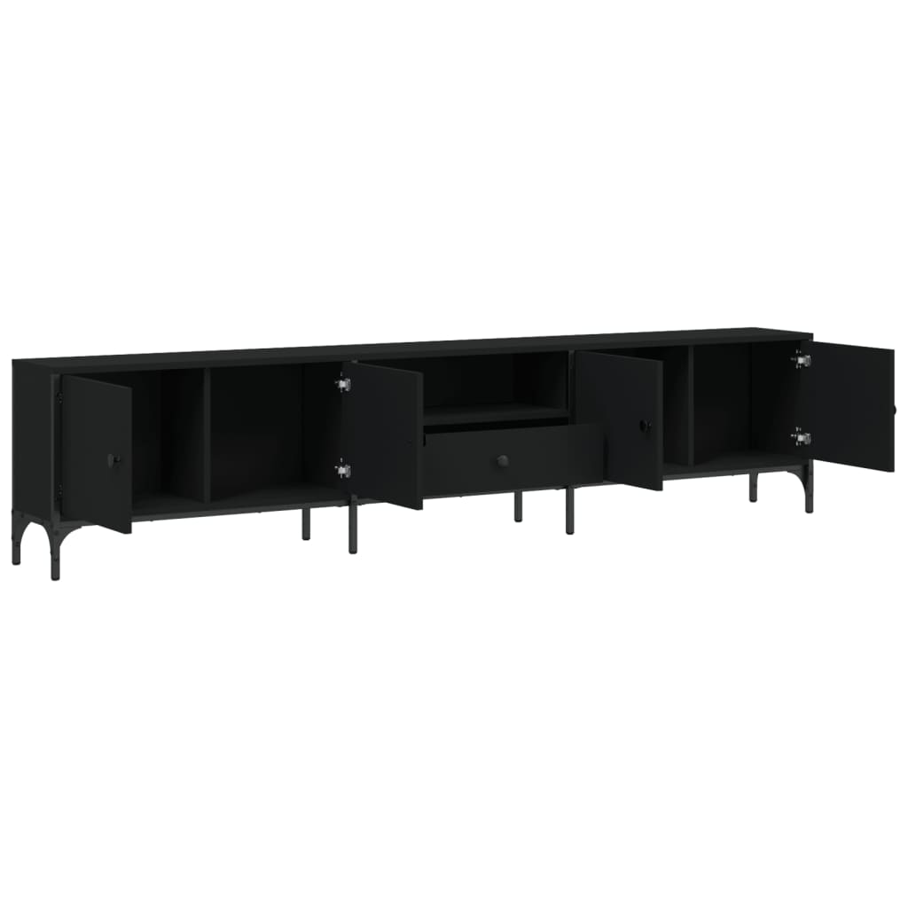 Tv-Benk Med Skuff Svart 200X25X44 Cm Konstruert Tre