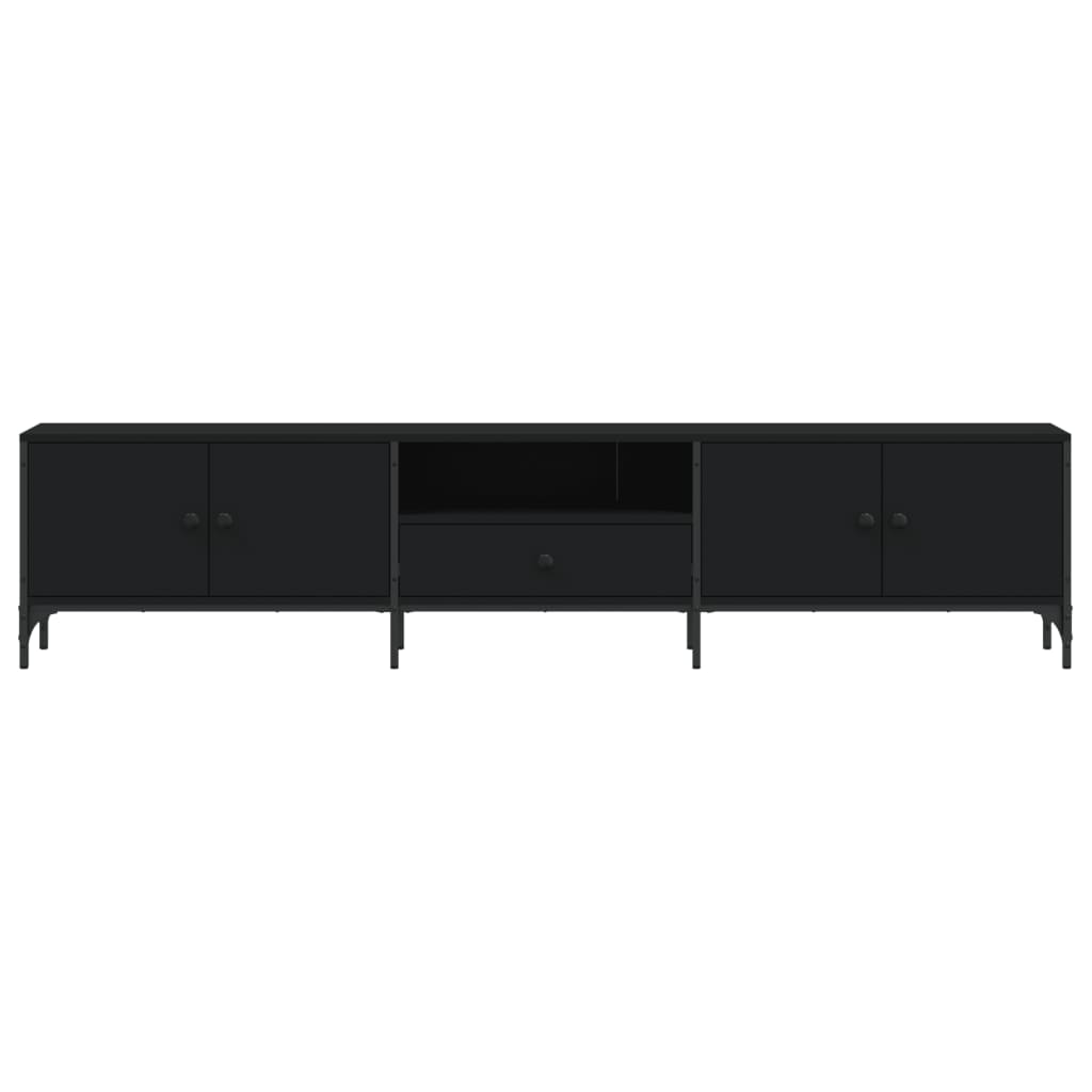 Tv-Benk Med Skuff Svart 200X25X44 Cm Konstruert Tre