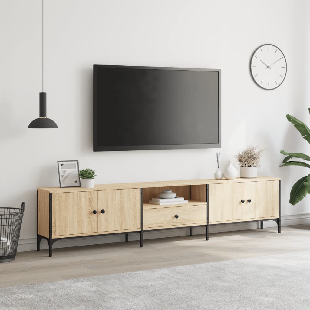 Tv-Benk Med Skuff Sonoma Eik 200X25X44 Cm Konstruert Tre