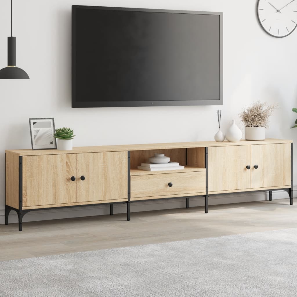 Tv-Benk Med Skuff Sonoma Eik 200X25X44 Cm Konstruert Tre