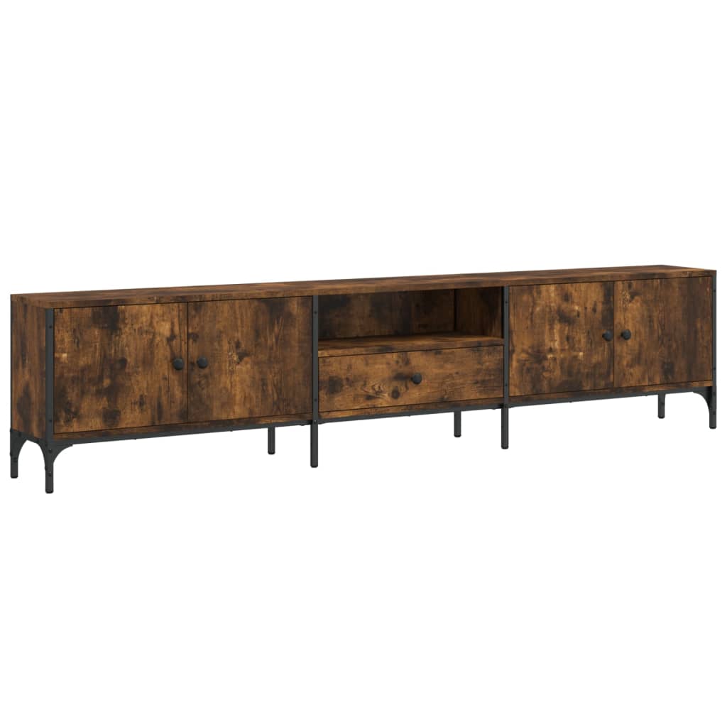 Tv-Benk Med Skuff Røkt Eik 200X25X44 Cm Konstruert Tre